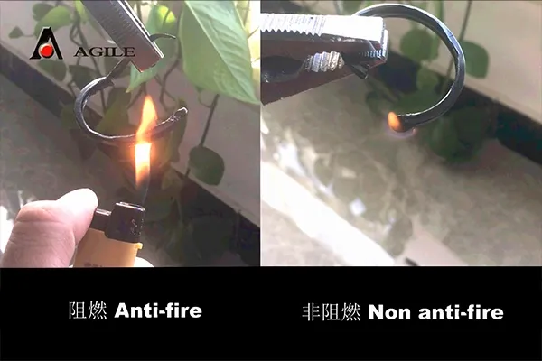 Nylon anti fire test and comparison.